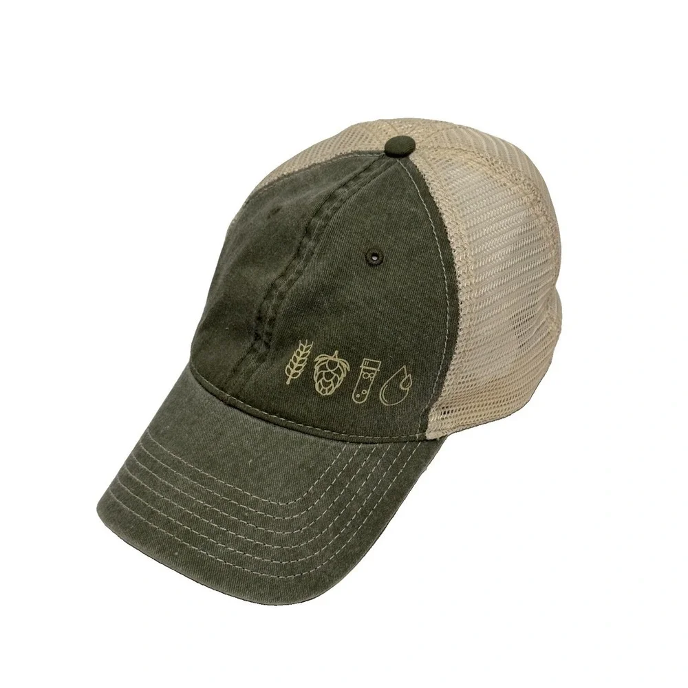 Founders Brewing Trucker Hat Olive Green Cream Mesh Snapback Beer Brewing Icons